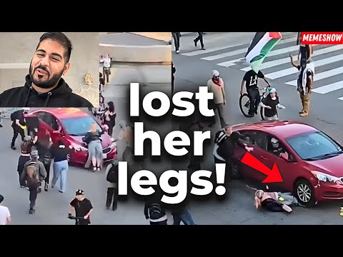 Protester Gets In The WAY Of The WRONG Car!!!